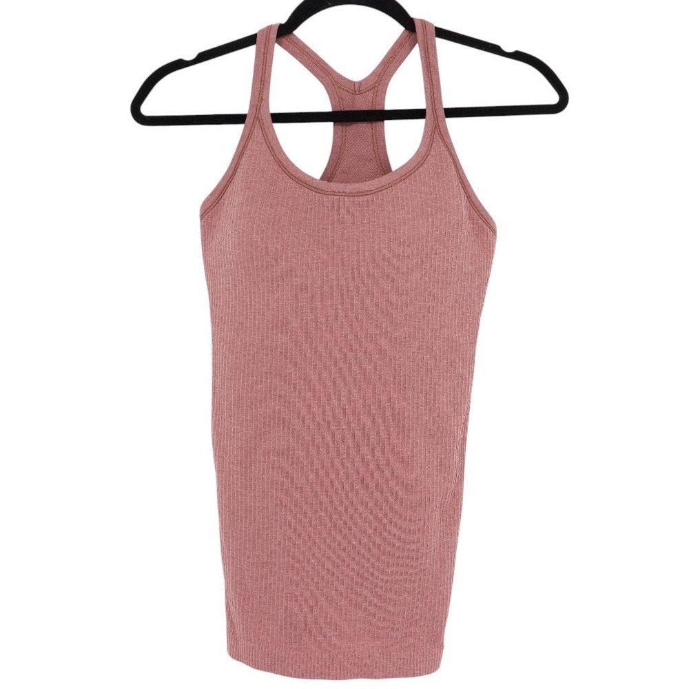 Lululemon Ebb To Street Tank II Rose Ribbed Racerback Tank Shelf Bra Size 6